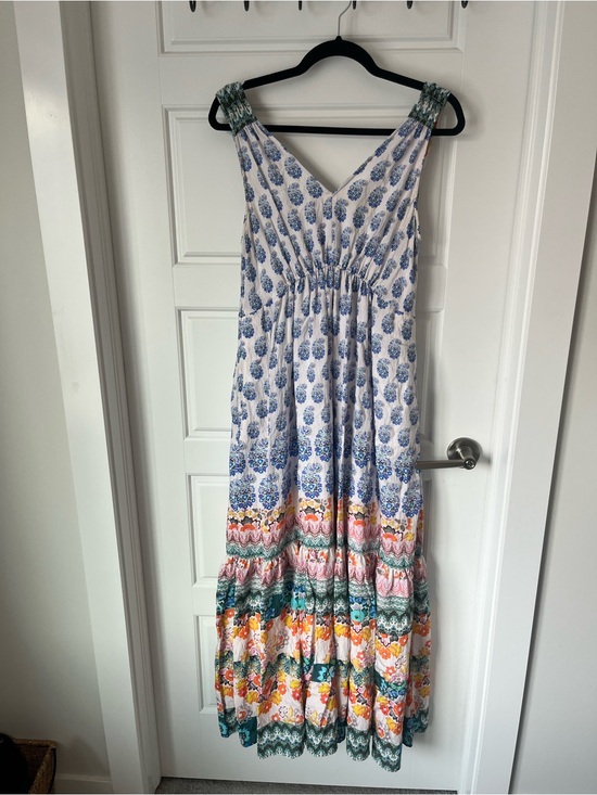 Anthropologie Dresses & Skirts - Anthropologie White and White Dress with Floral Print Trim